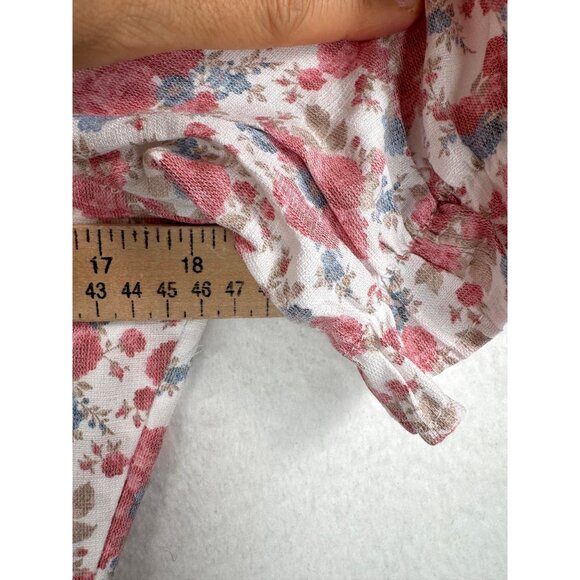 Altar'd State cottage core pink floral mini ruffle dress milk‎ maid sz L - Picture 5 of 7